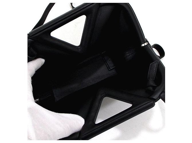 Bottega Veneta Borsa Tote e a Tracolla Nappa Triangle Small Black Point Top - vista 5