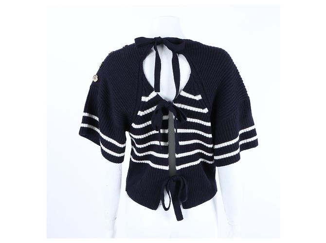 Christian Dior Kurzarm Strick Navy - Ansicht 3