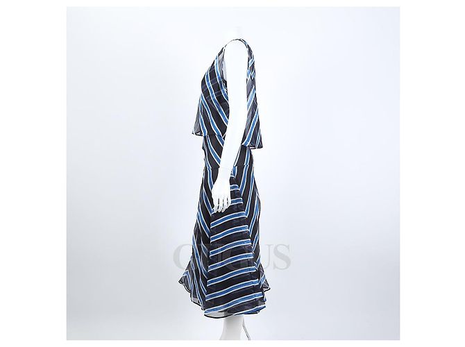 Abito in seta Fendi blu e nero - vista 2