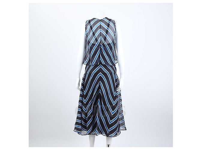 Abito in seta Fendi blu e nero - vista 3