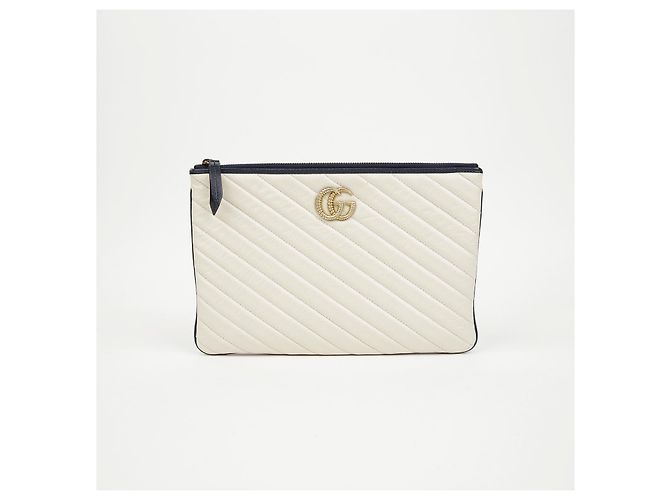 Gucci Clutch GG Marmont in pelle White - vista 2
