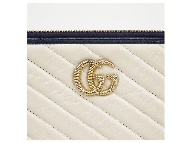 Gucci Clutch GG Marmont in pelle White - vista 3