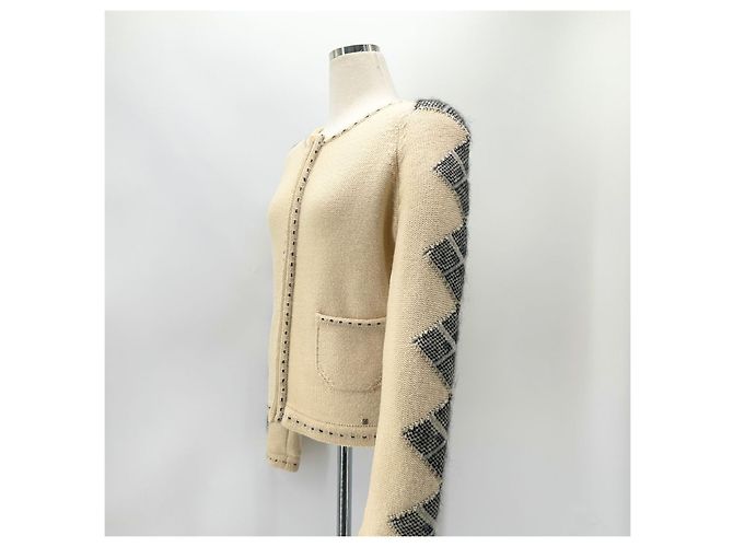 Chanel Logo Argyle Strickjacke mit Reißverschluss - Ansicht 3
