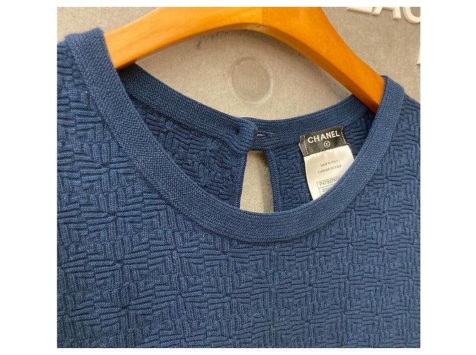 Chanel COCO Knopf Kurzarm Strick Navy - Ansicht 3