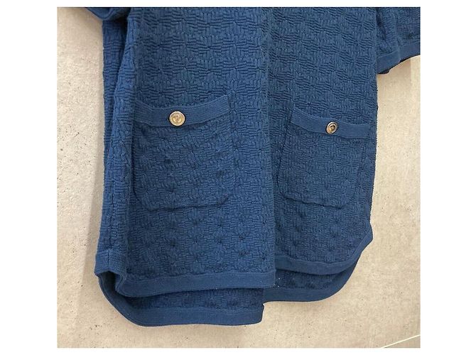 Chanel COCO Knopf Kurzarm Strick Navy - Ansicht 4