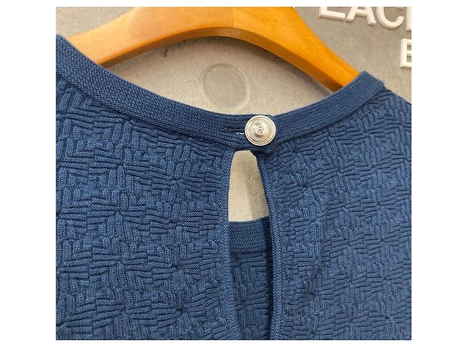 Chanel COCO Knopf Kurzarm Strick Navy - Ansicht 5