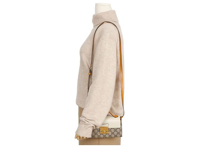Gucci GG Supreme Mini Canvas Top Handle Shoulder Bag mit Paddle Lock Weiß - Ansicht 10