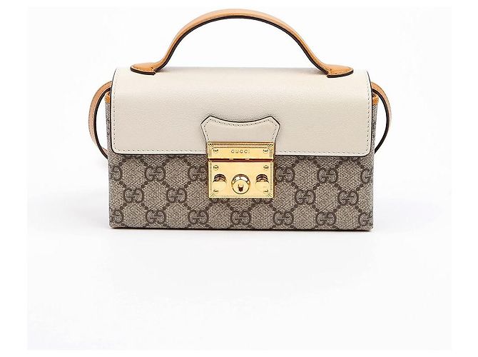 Gucci GG Supreme Mini Canvas Top Handle Shoulder Bag mit Paddle Lock Weiß - Ansicht 2