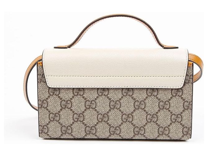 Gucci GG Supreme Mini Canvas Top Handle Shoulder Bag mit Paddle Lock Weiß - Ansicht 4