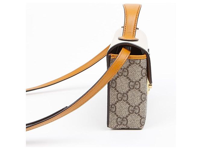 Gucci GG Supreme Mini Canvas Top Handle Shoulder Bag mit Paddle Lock Weiß - Ansicht 5