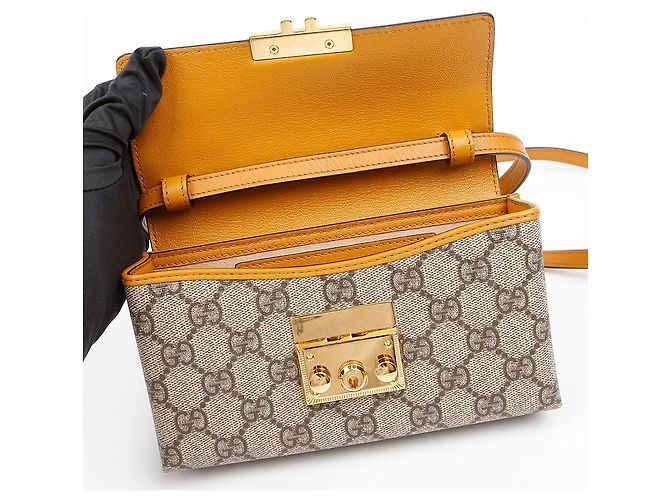 Gucci GG Supreme Mini Canvas Top Handle Shoulder Bag mit Paddle Lock Weiß - Ansicht 8