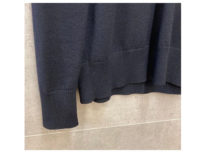Thom Browne Diagonal Langarm-Strick mit Kragen in Navy - Ansicht 3