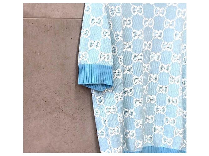 Gucci GG Strickoberteil mit kurzen Ärmeln blau - Ansicht 3