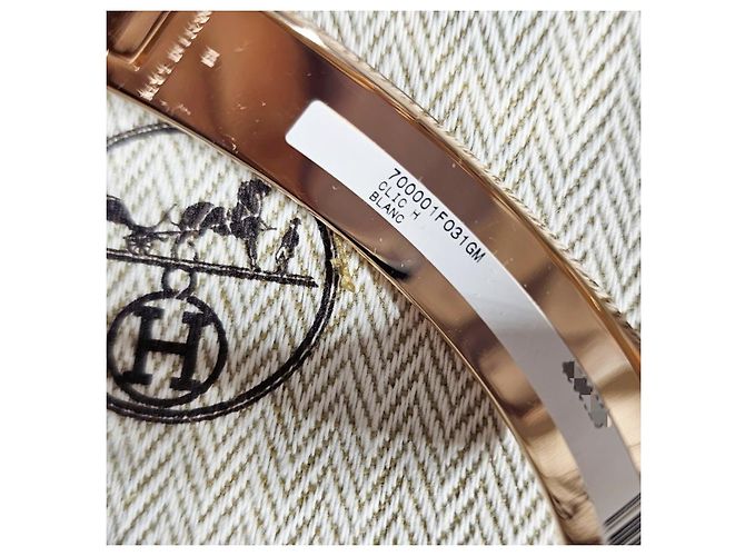 Hermès Bracciale Rigido Blanc da Donna Rose Gold White GM - vista 11