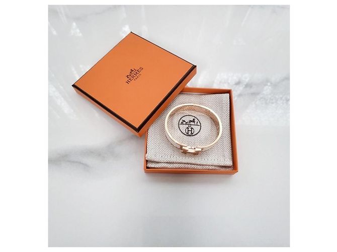 Hermès Bracciale Rigido Blanc da Donna Rose Gold White GM - vista 12