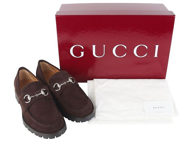 Gucci Mocassini con morsetto in camoscio marrone scuro - vista 8