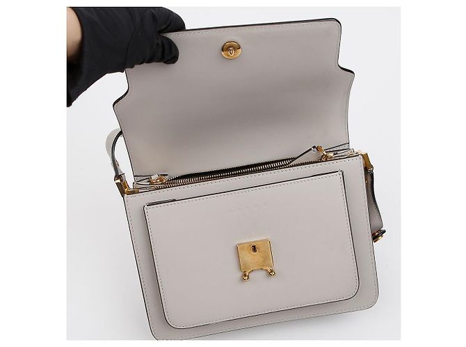 Marni Borsa a tracolla e crossbody Trunk in pelle Medium Grigio - vista 10