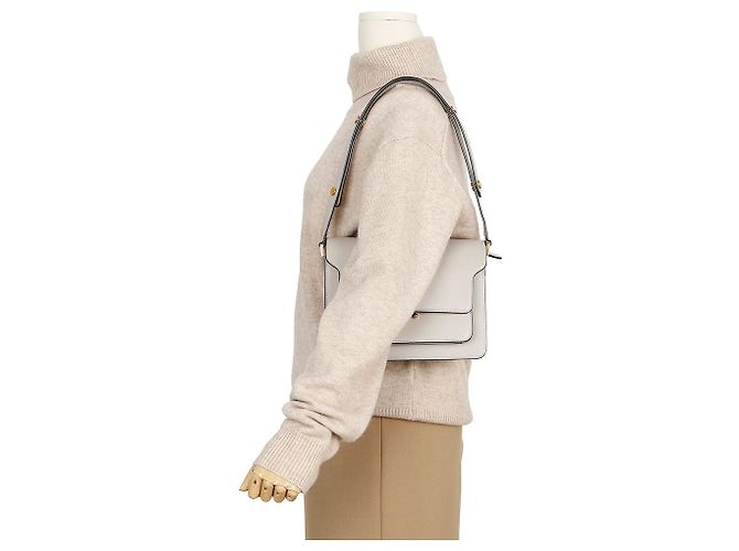 Marni Borsa a tracolla e crossbody Trunk in pelle Medium Grigio - vista 12