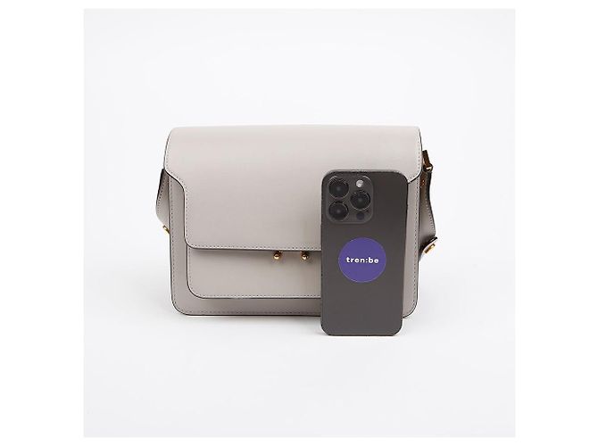 Marni Borsa a tracolla e crossbody Trunk in pelle Medium Grigio - vista 9
