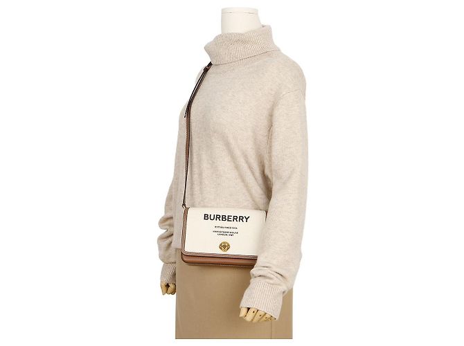 Burberry Mini Borsa a Tracolla in Pelle e Tela con Stampa Hosperry - vista 11