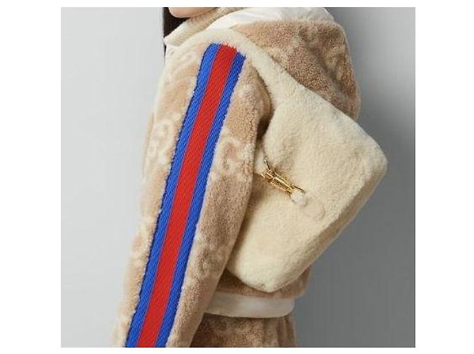 Gucci Borsa a tracolla Jackie Small in shearling Ivory - vista 11