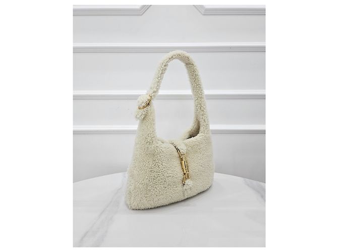 Gucci Borsa a tracolla Jackie Small in shearling Ivory - vista 2
