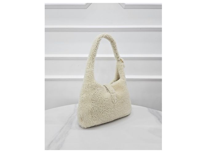 Gucci Borsa a tracolla Jackie Small in shearling Ivory - vista 3