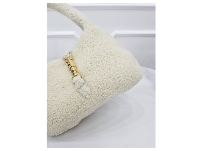 Gucci Borsa a tracolla Jackie Small in shearling Ivory - vista 5