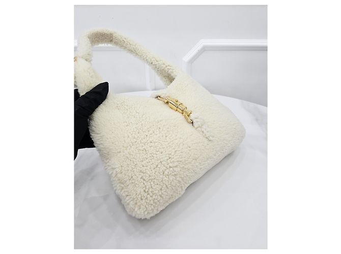 Gucci Borsa a tracolla Jackie Small in shearling Ivory - vista 6