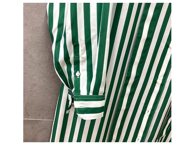 Prada Abito in seta a righe verde - vista 5