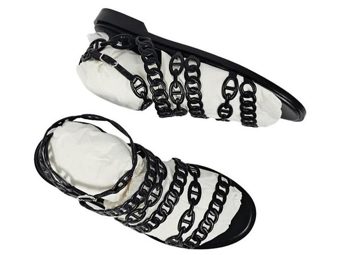 Hermès Sandali con cinturino da donna Noir - vista 10