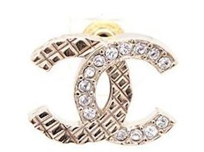 Chanel Orecchini matelassé in cristallo CC Gold - vista 2