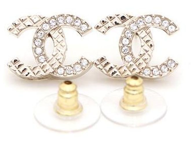 Chanel Orecchini matelassé in cristallo CC Gold - vista 5