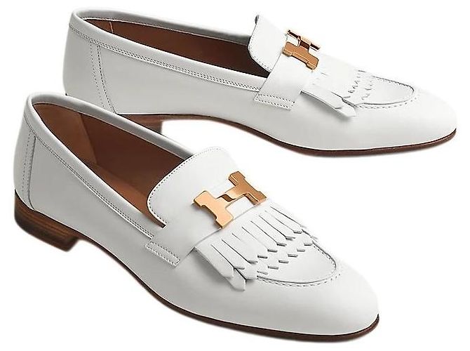 Hermès Mocassini da donna con dettaglio a frange e hardware oro rosa - vista 2
