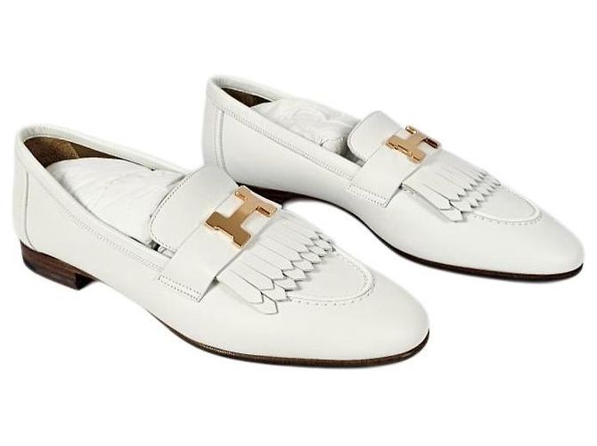 Hermès Mocassini da donna con dettaglio a frange e hardware oro rosa - vista 8
