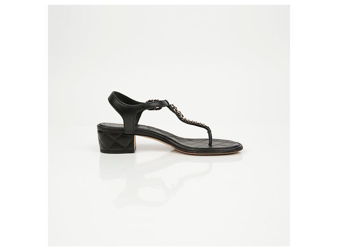 Chanel Sandali Classic CC con cinturino a catena dorata - vista 7
