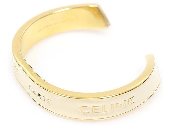 Céline Bracciale Cuff Piccolo a Nastro in Smalto Oro e Avorio - vista 2