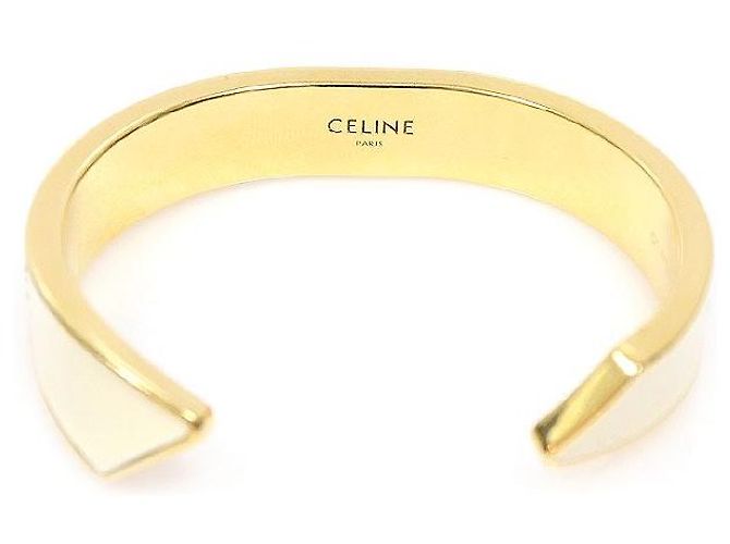 Céline Bracciale Cuff Piccolo a Nastro in Smalto Oro e Avorio - vista 3