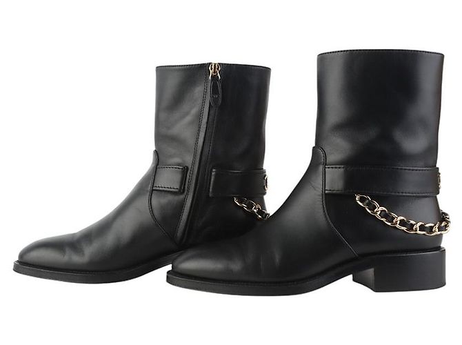 Chanel Botines con cadena CC dorada Talla - vista 5