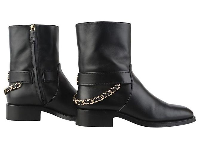 Chanel Botines con cadena CC dorada Talla - vista 6