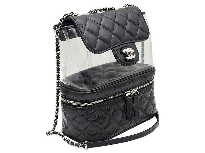 Chanel Serie di borse a tracolla in PVC Aquarium Nero) - vista 3