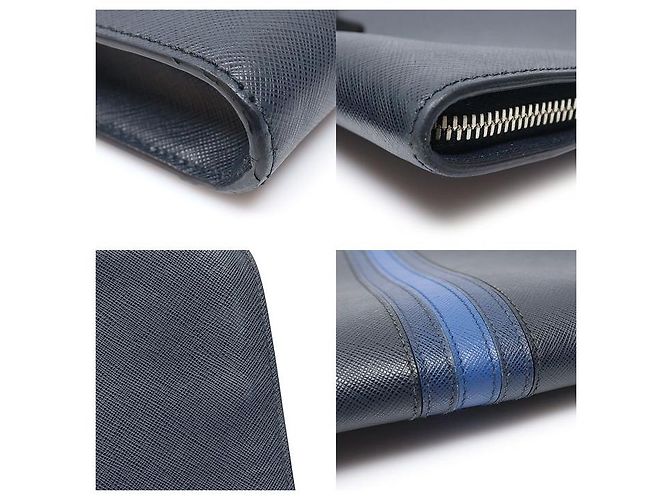 Prada Clutch Navy Saffiano Travel Stripe - vista 6