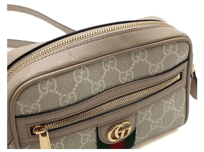 Gucci Mini Borsa a Tracolla e Spalla Ophidia GG in Tela Supreme Beige - vista 11