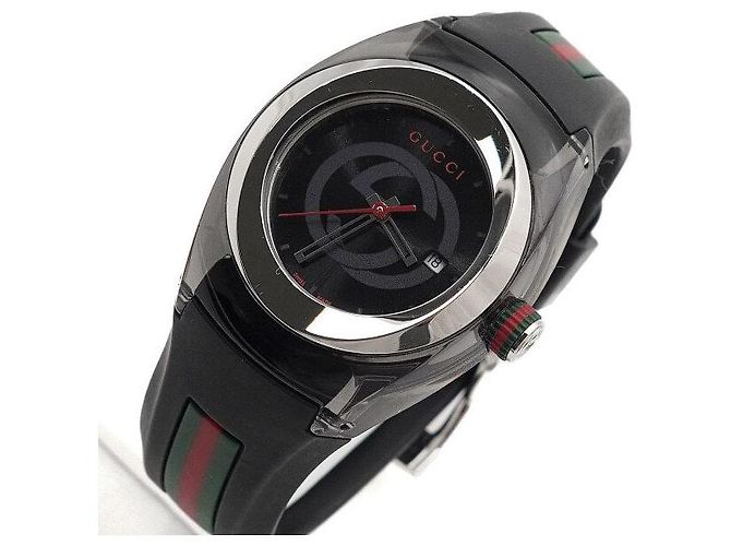 Gucci SYNC Interlocking Rubber Unisex Quarz Uhr Schwarz - Ansicht 2
