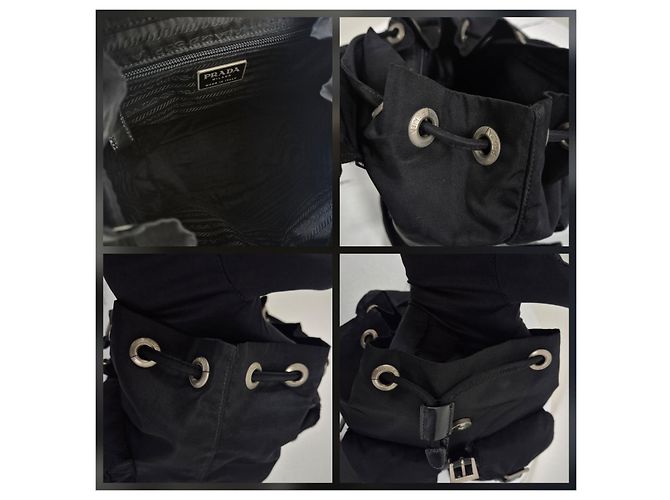 Prada Sac à dos Nylon Triangle Logo Small Black - vue 11
