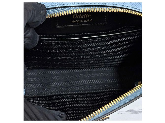 Prada Borsa a tracolla e spalla Odette in pelle Saffiano con logo triangolare - vista 16