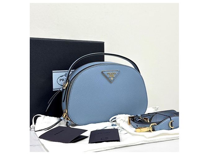 Prada Borsa a tracolla e spalla Odette in pelle Saffiano con logo triangolare - vista 2