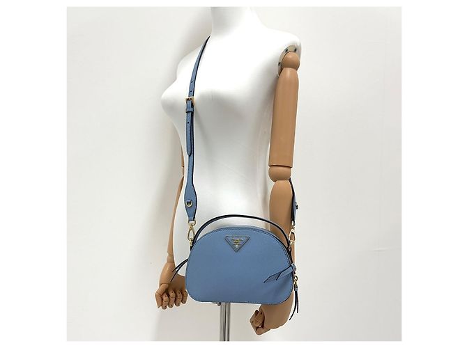 Prada Borsa a tracolla e spalla Odette in pelle Saffiano con logo triangolare - vista 3