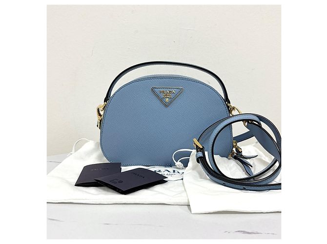 Prada Borsa a tracolla e spalla Odette in pelle Saffiano con logo triangolare - vista 7
