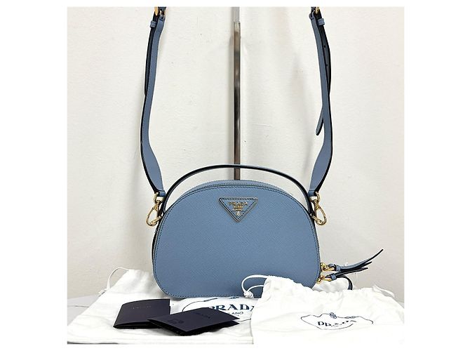 Prada Borsa a tracolla e spalla Odette in pelle Saffiano con logo triangolare - vista 9
